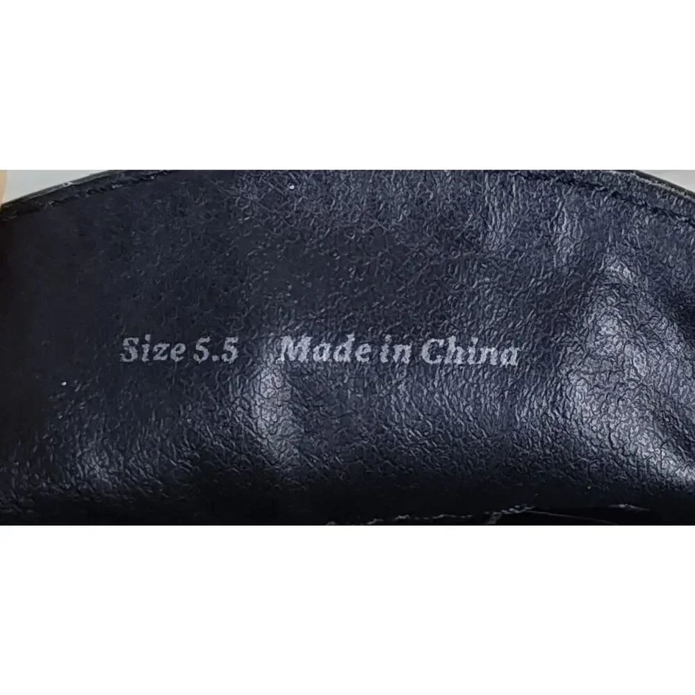 DOLCE VITA Black Patent Crinkle Leather Lug Sole Loafers Wmns 5.5 Slip On